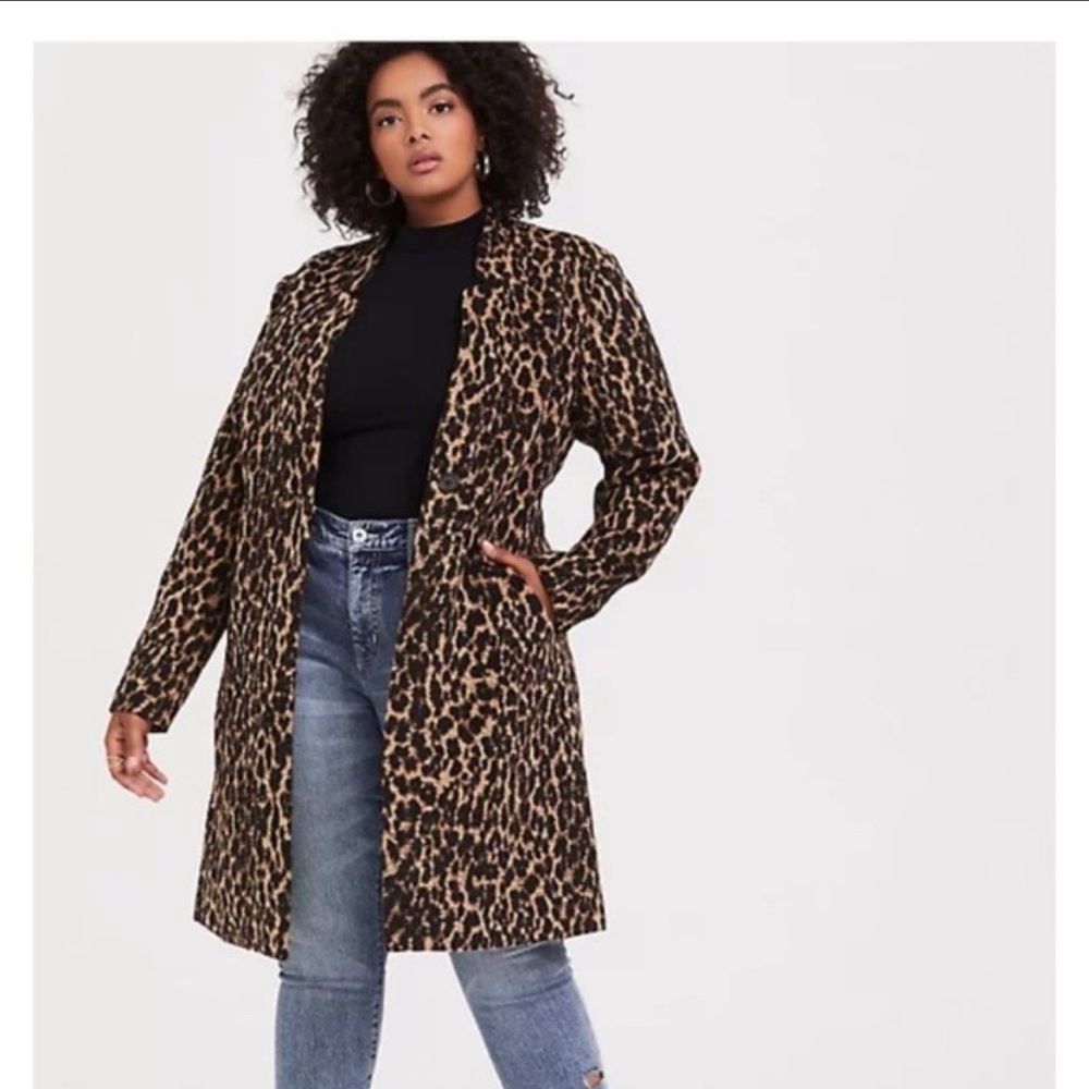 Torrid Leopard Print Woolen Car Coat Size 3